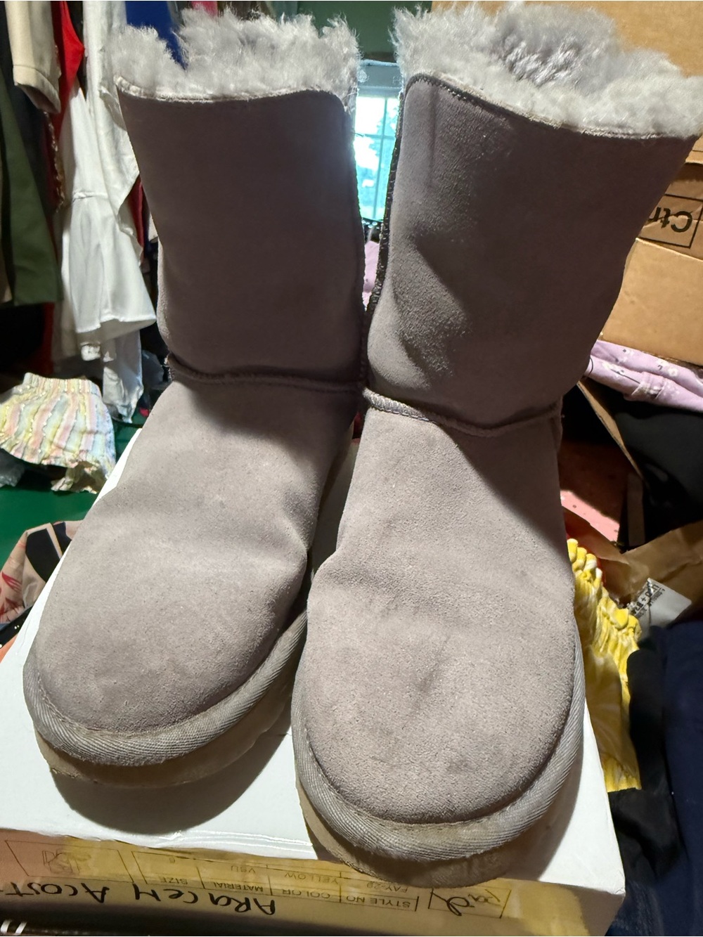 UGG Gray Suede Faux Fur Winter Boots